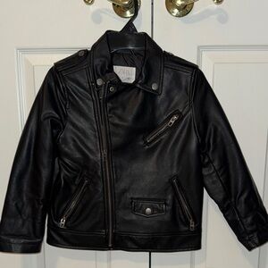 Zara Kids Black Faux Leather Biker Jacket